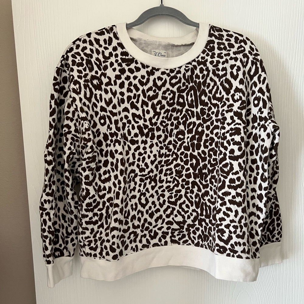 J. Crew XL Leopard Cotton Crewneck EUC